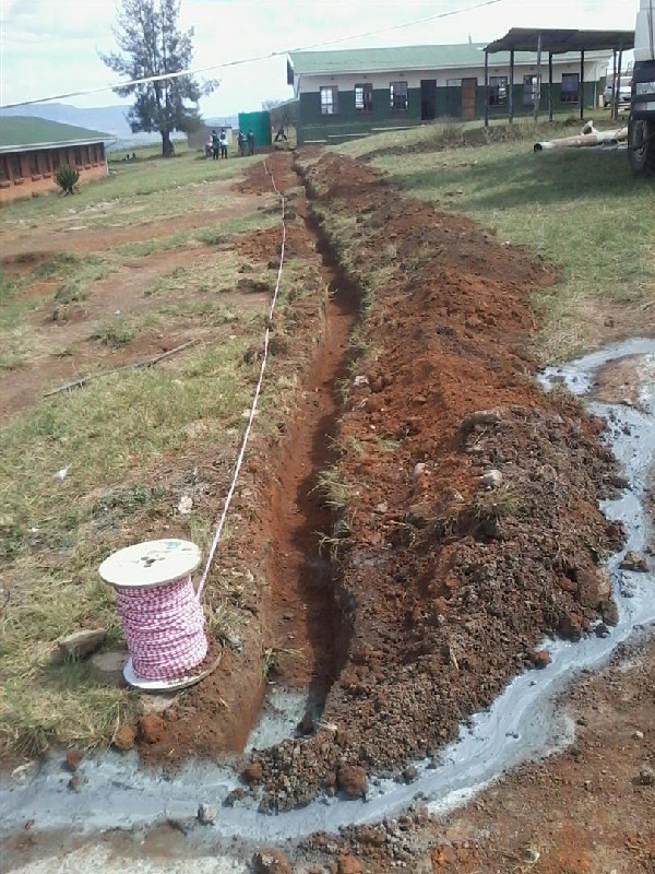 Furrows dug for the plumbing installations at Mthingana school in Mahloni, Paulpietersburg